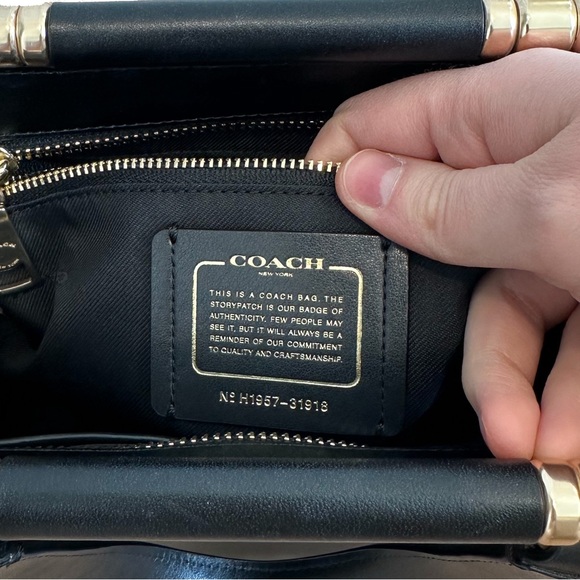 Coach Grace Bag 20 Black Leather Crossbody Satchel Top Handle Purse - Picture 13 of 16